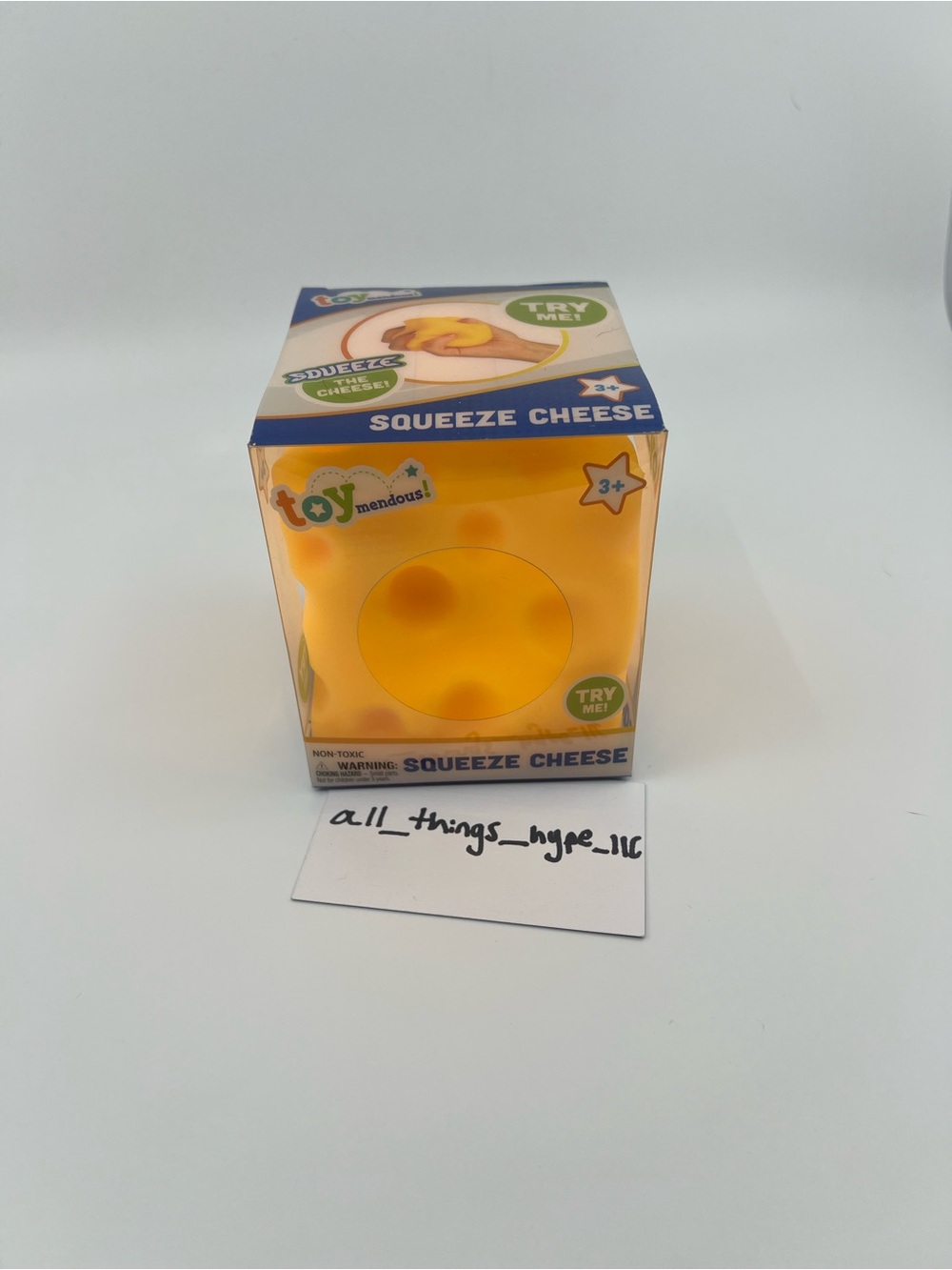 Squeeze cheese squishy from Toymendous